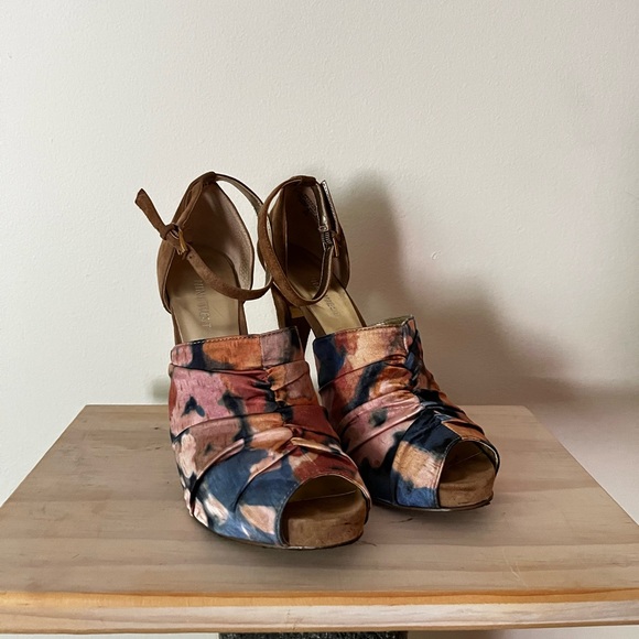 Nine West Satin Tie-Dye Platform Heels - Picture 2 of 6